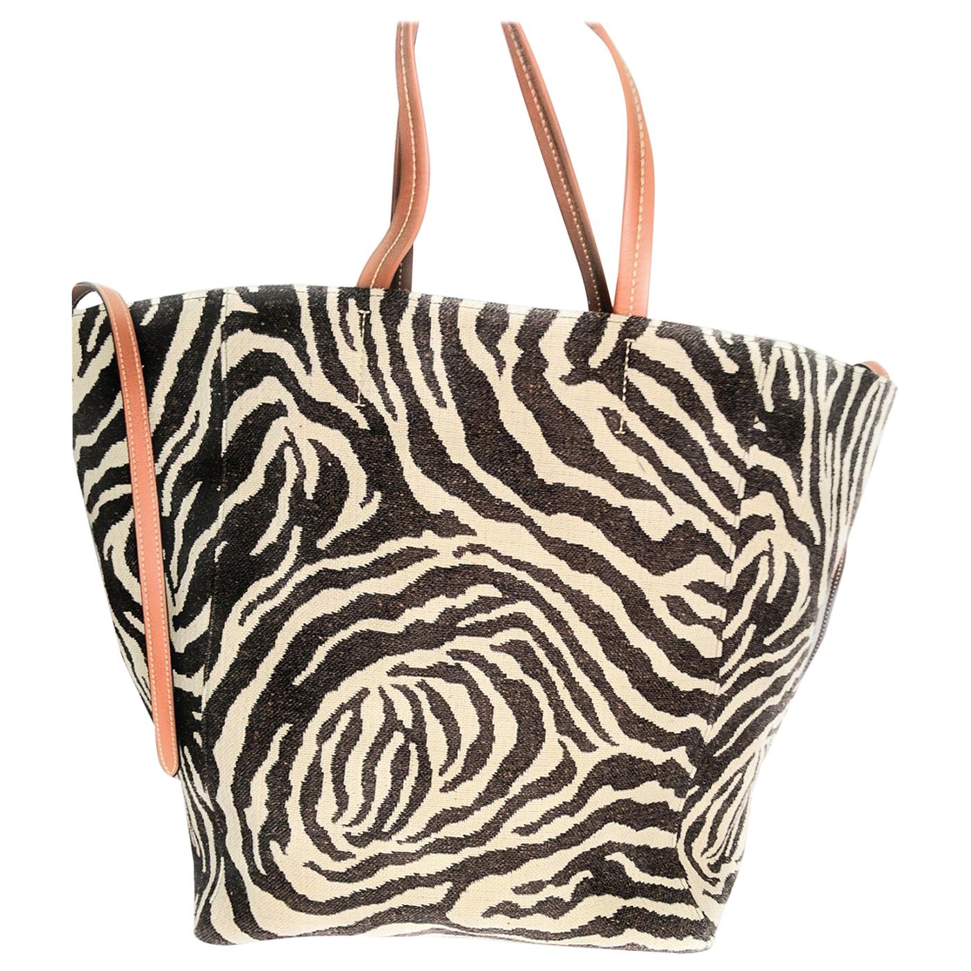 Céline Cabas Phantom Large Zebra Print Multicolor Tote