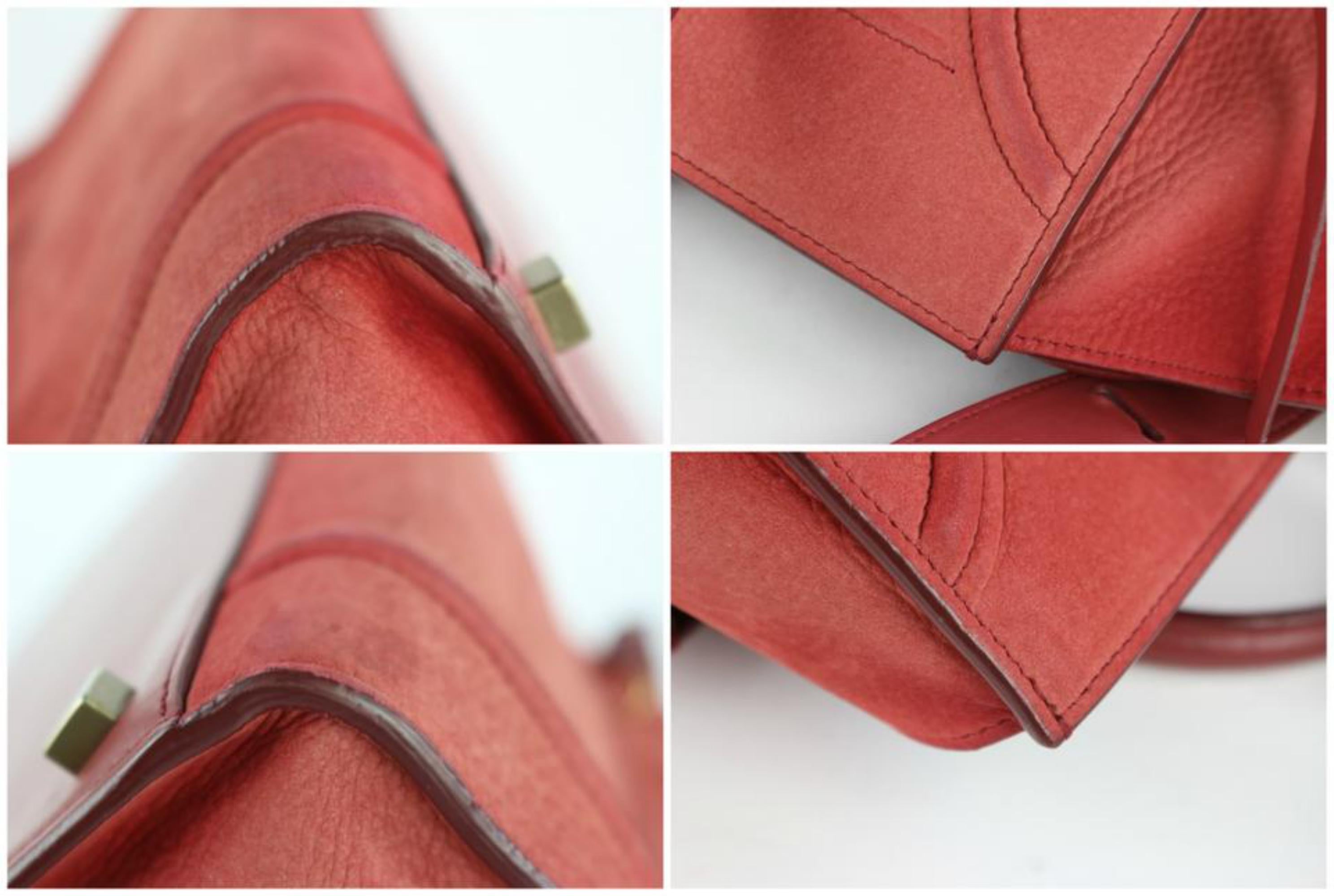 Céline Cabas Phantom Luggage Dark 16cez0129 Red Suede Leather Satchel For Sale 4