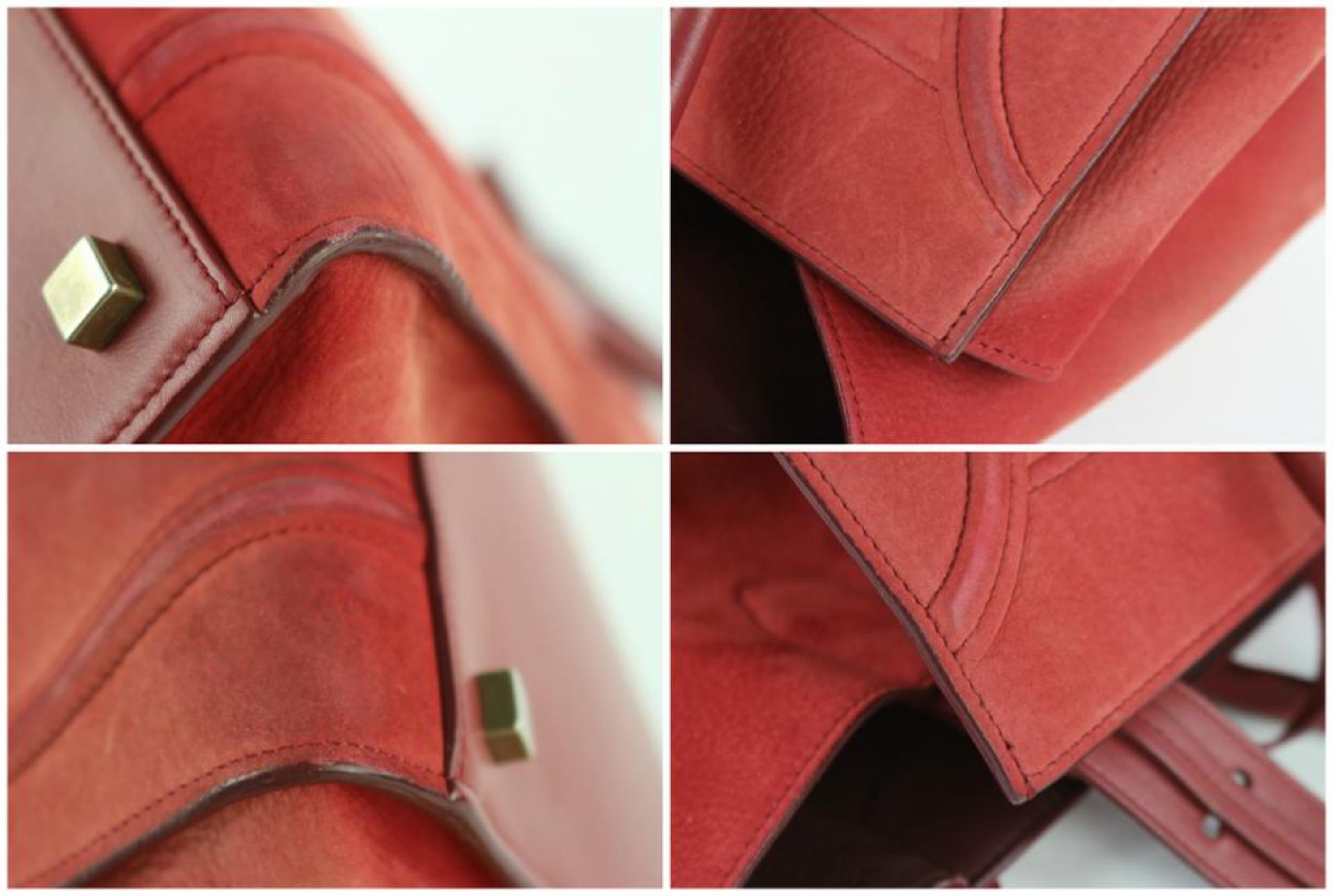 Women's Céline Cabas Phantom Luggage Dark 16cez0129 Red Suede Leather Satchel For Sale