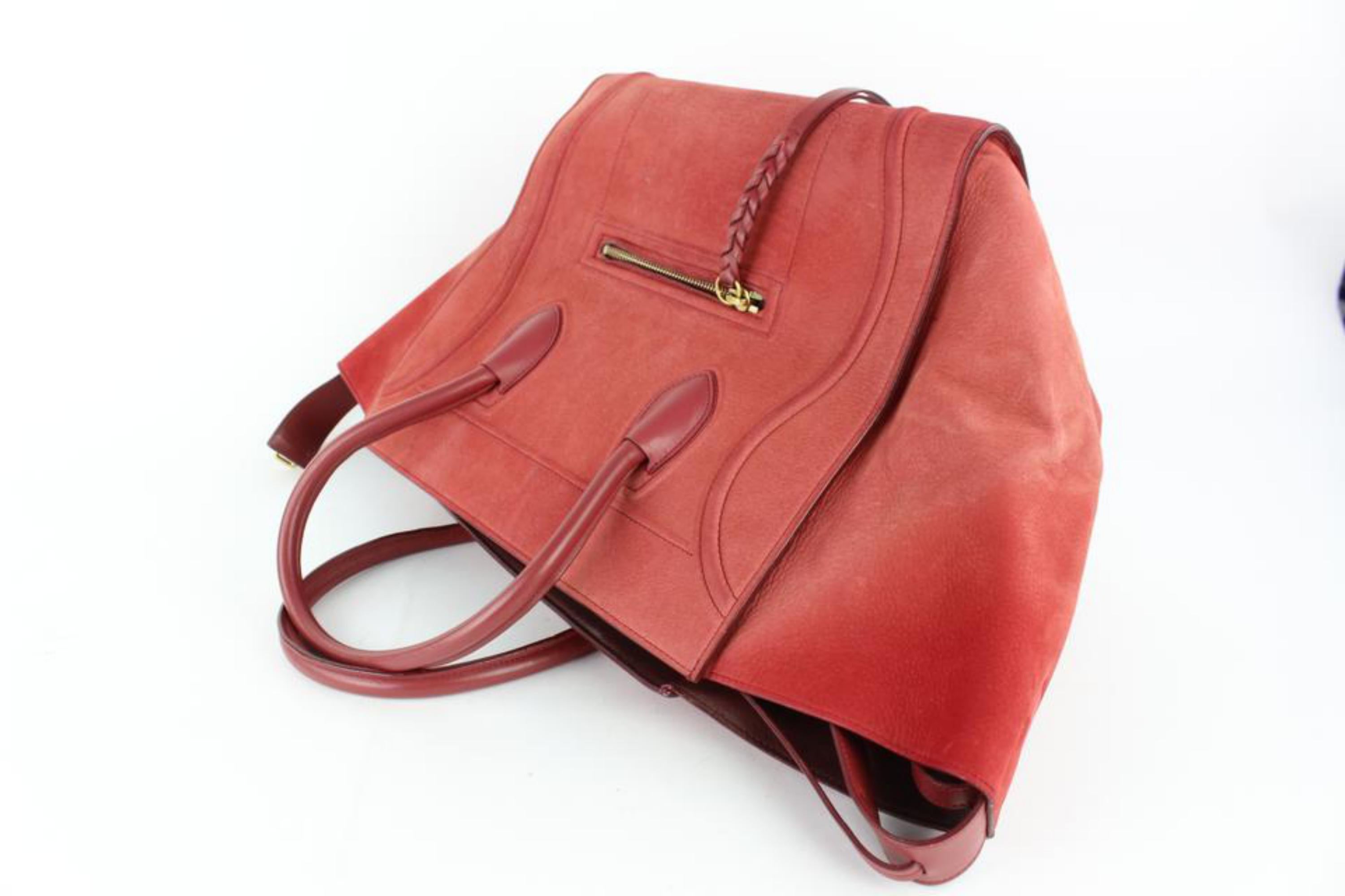 Céline Cabas Phantom Luggage Dark 16cez0129 Red Suede Leather Satchel For Sale 1
