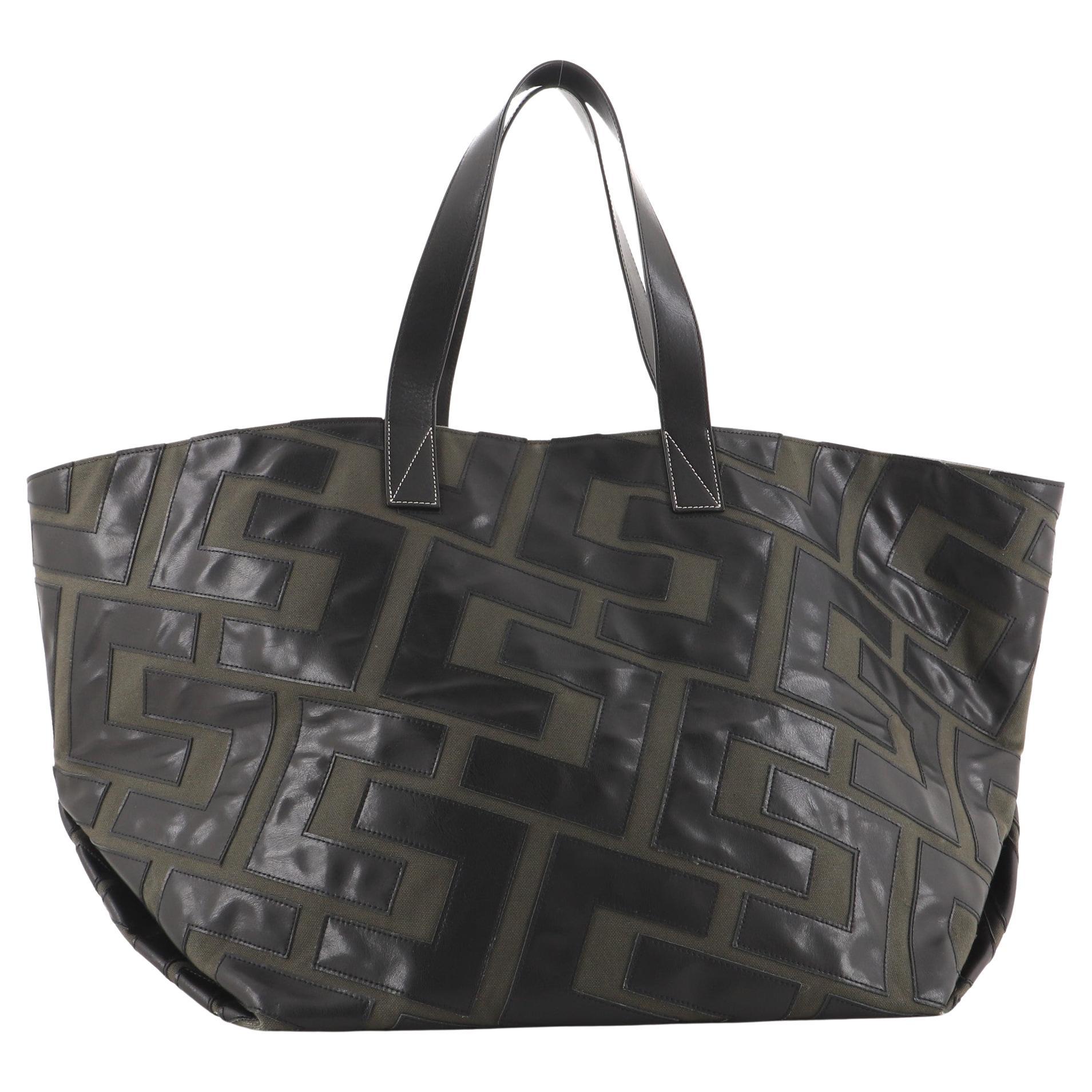 Celine Cabas Tote Patchwork Leather and Canvas Medium