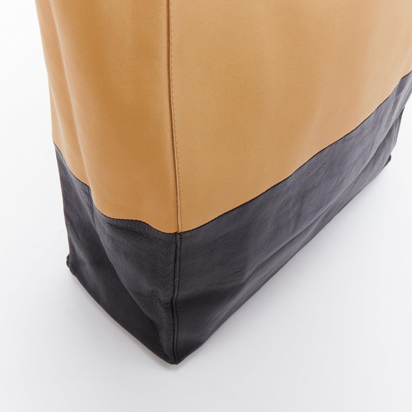 CELINE Cabas Vertical nude black leather bicolor soft tote bag For Sale 3