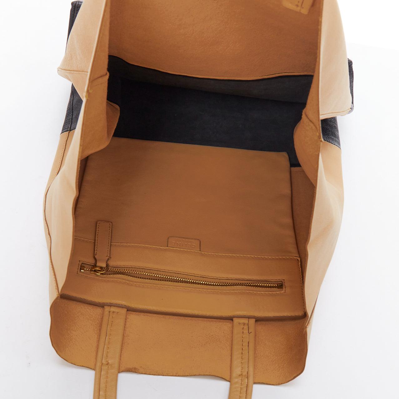 CELINE Cabas Vertical nude black leather bicolor soft tote bag For Sale 4