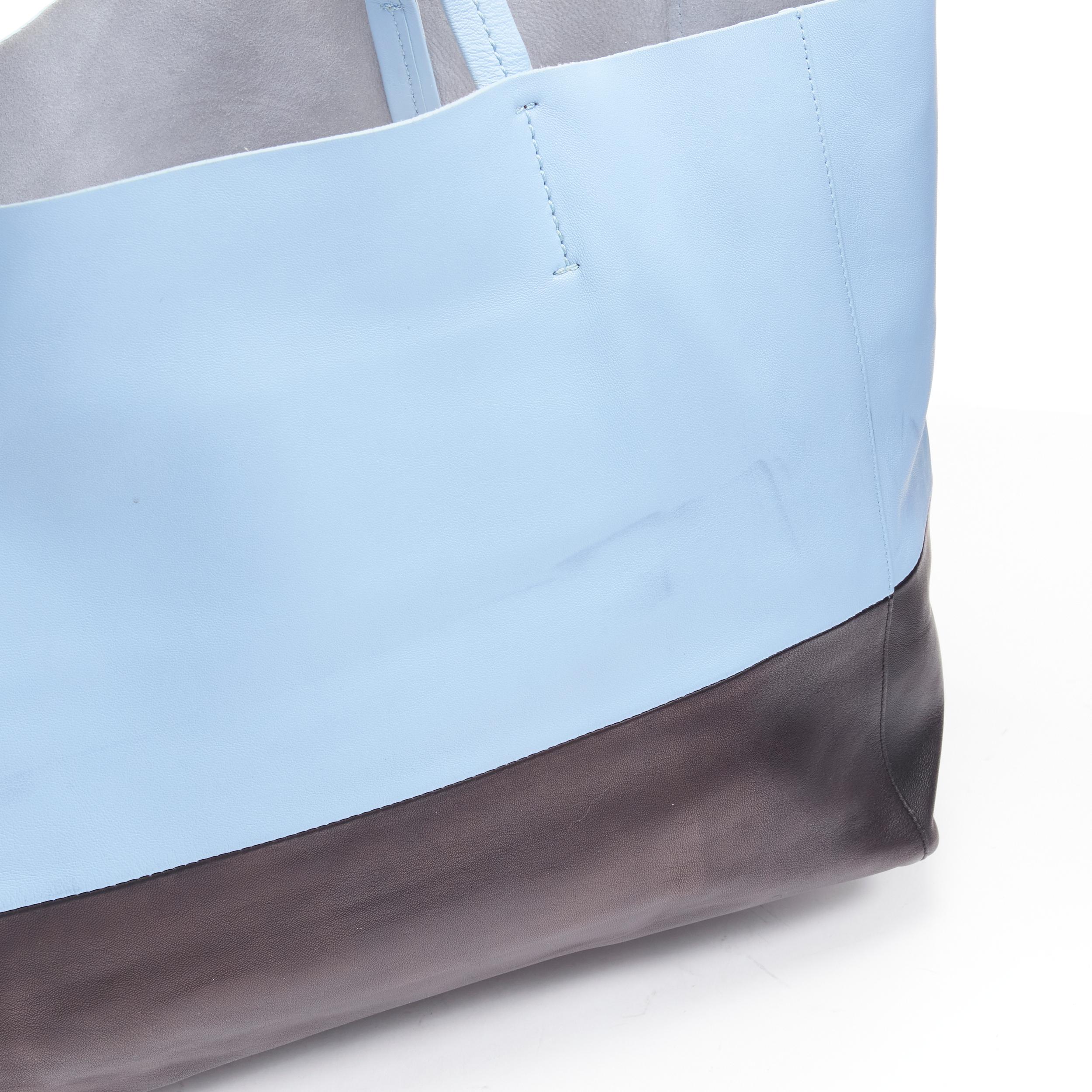 Bolso tote CELINE Cabat baby blue black colorblock panels gold logo 5