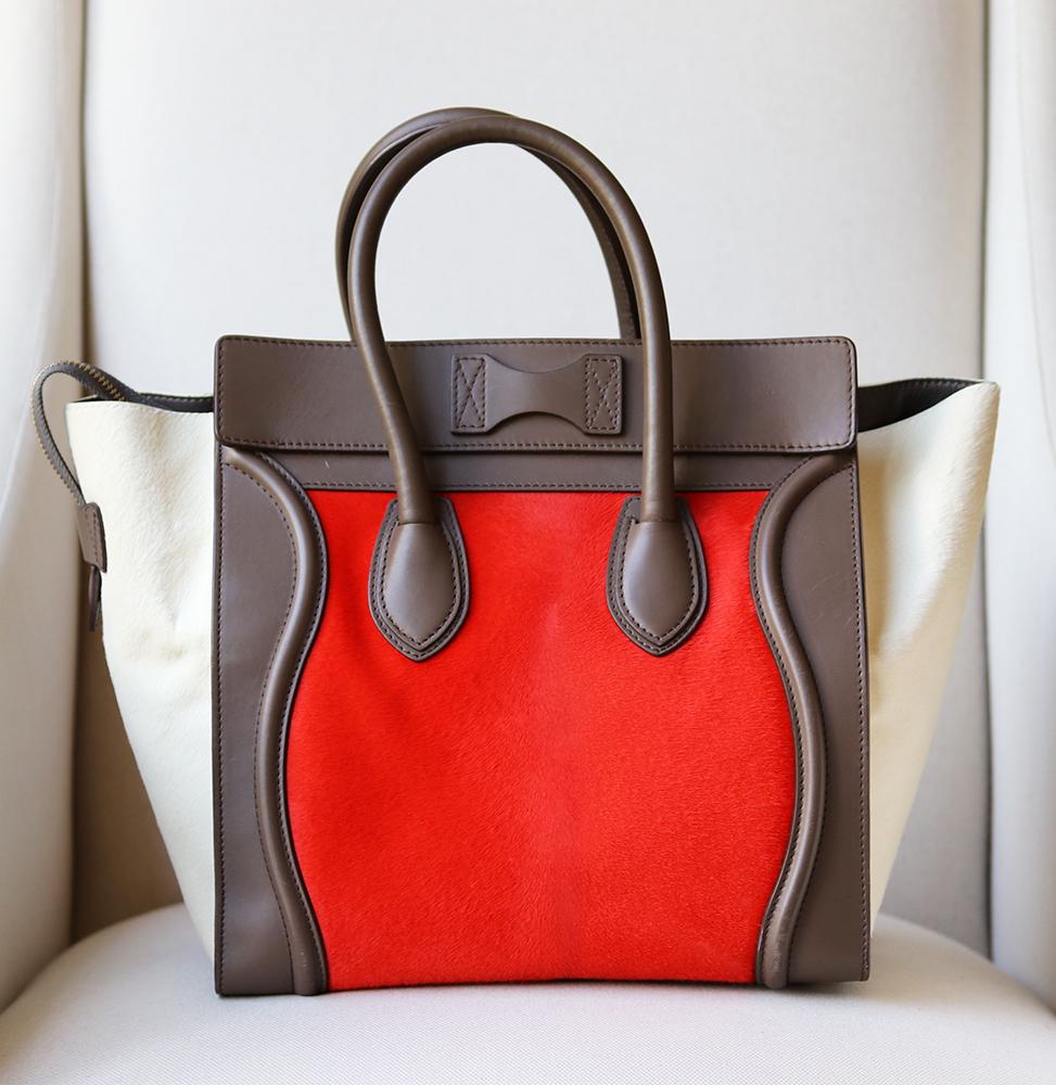Celine Calf-Hair and Leather-Trimmed Luggage Bag In Excellent Condition In London, GB