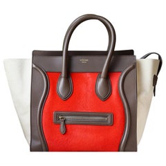 Celine Calf-Hair and Leather-Trimmed Luggage Bag