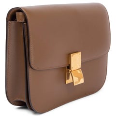CELINE camel brown leather MEDIUM CLASSIC BOX Shoulder Bag
