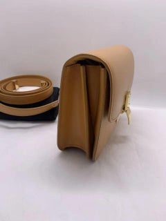Celine Camel Classic Box Bag in Box Calfskin with Gold Hardware