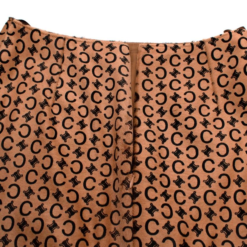 Women's Celine Camel Pony Hair Vintage Monogram Skirt - Size US 8 For Sale