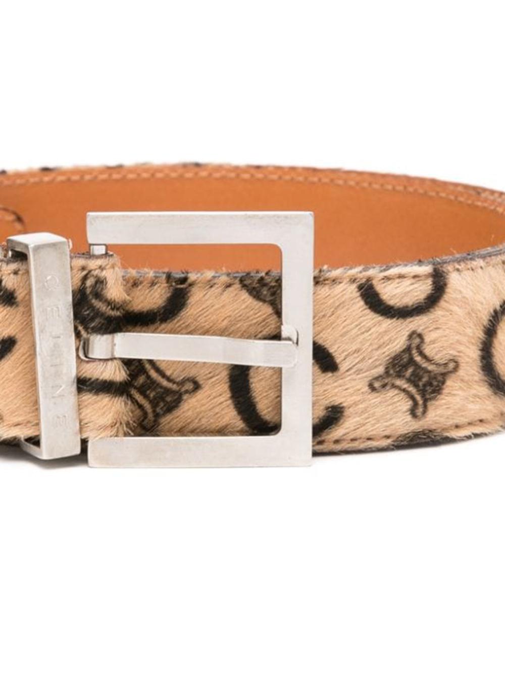 Brown Celine Camel Triomphe Leather Belt For Sale