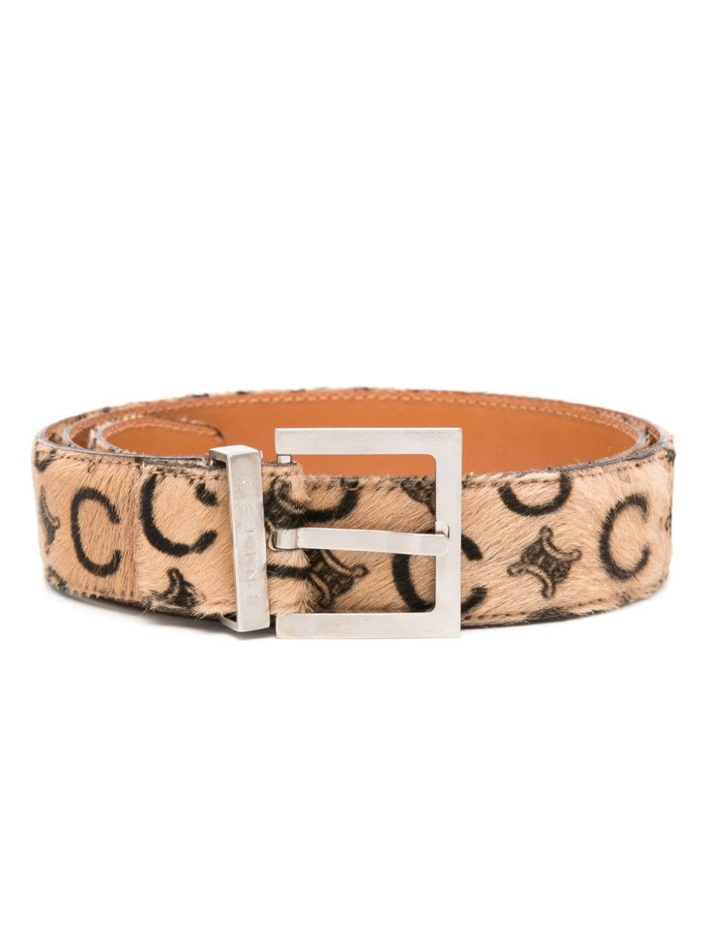 Women's Celine Camel Triomphe Leather Belt For Sale