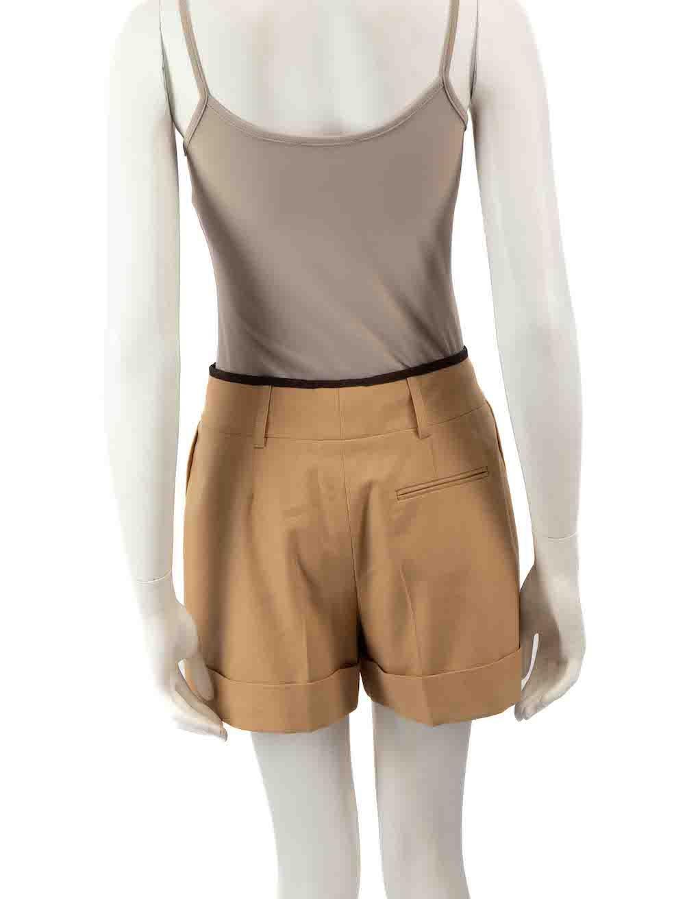 Céline Camel Wool Chain Detail Mini Shorts Size M In Excellent Condition For Sale In London, GB