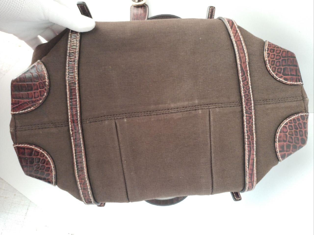 Celine Canvas Leather Handbag Brown For Sale 10