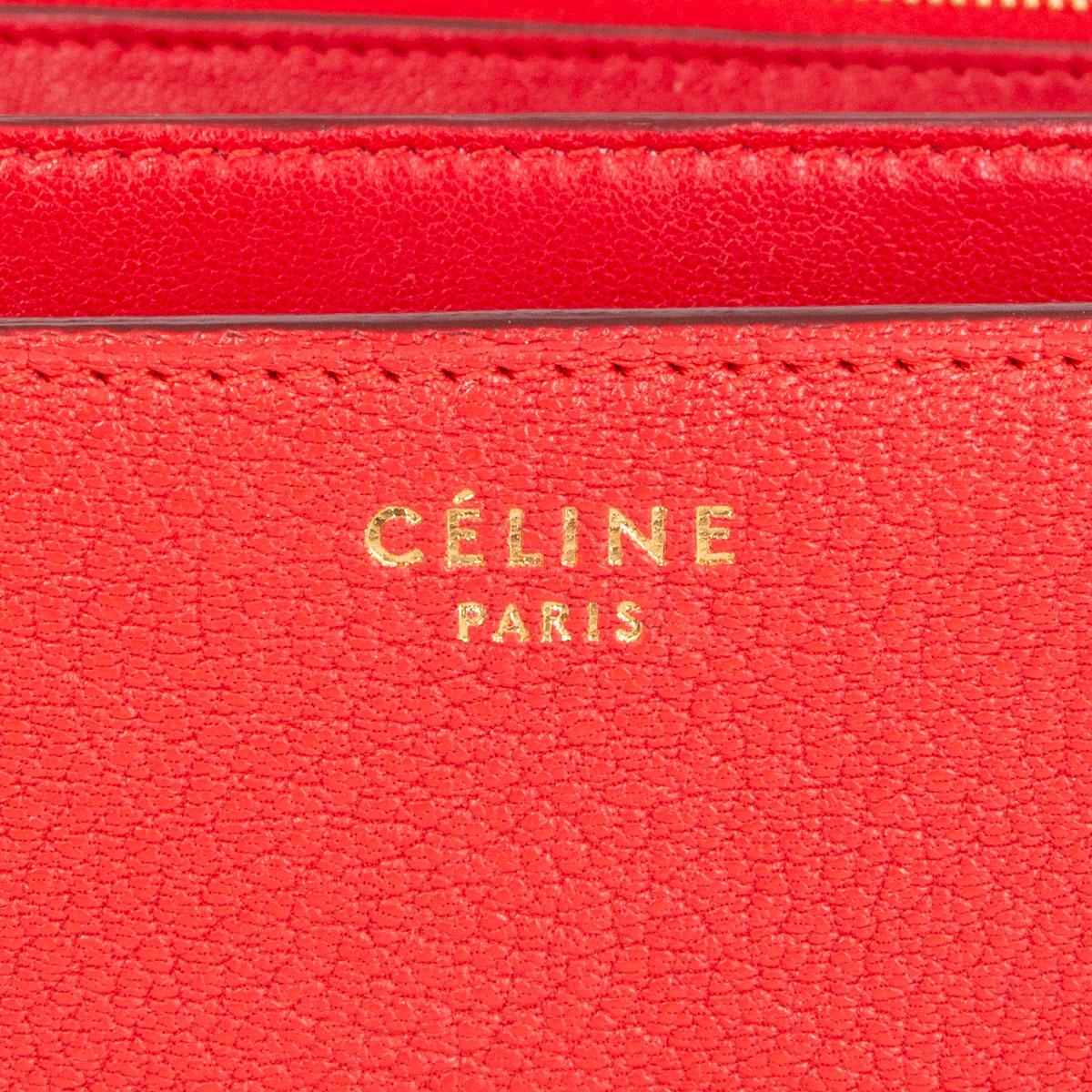Red CELINE Carmin red goatskin leather CLASSIC MEDIUM BOX Shoulder Bag