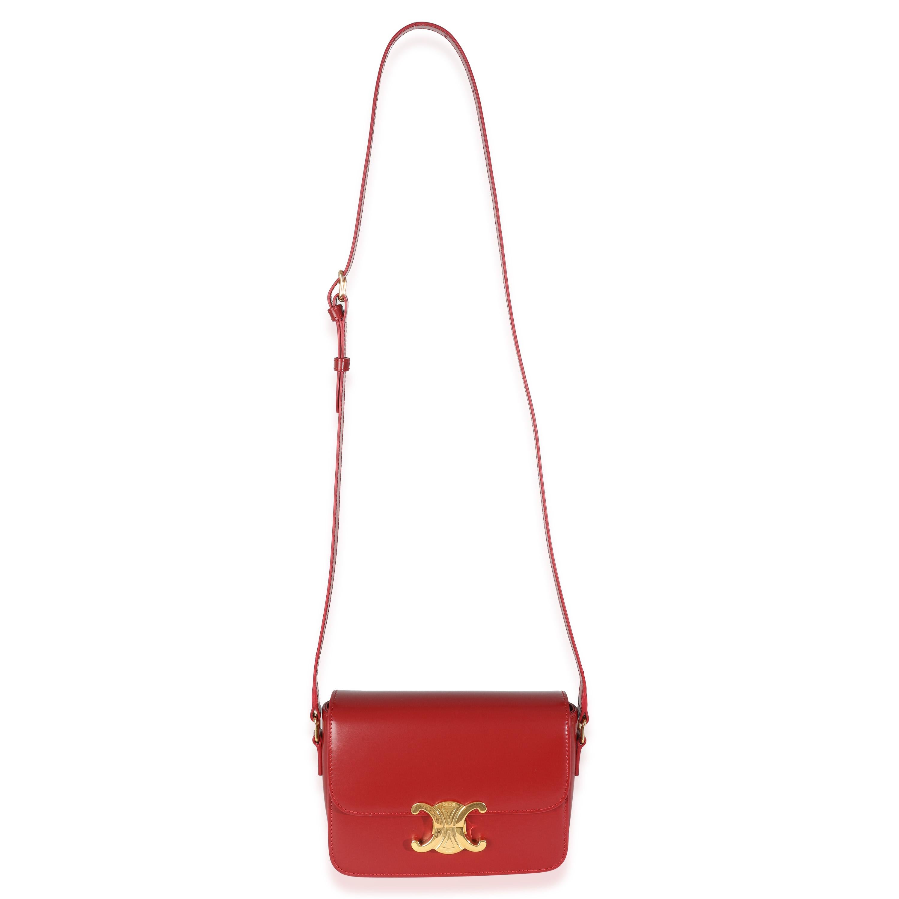 Celine Carmin Shiny Calfskin Teen Triomphe Bag For Sale 1