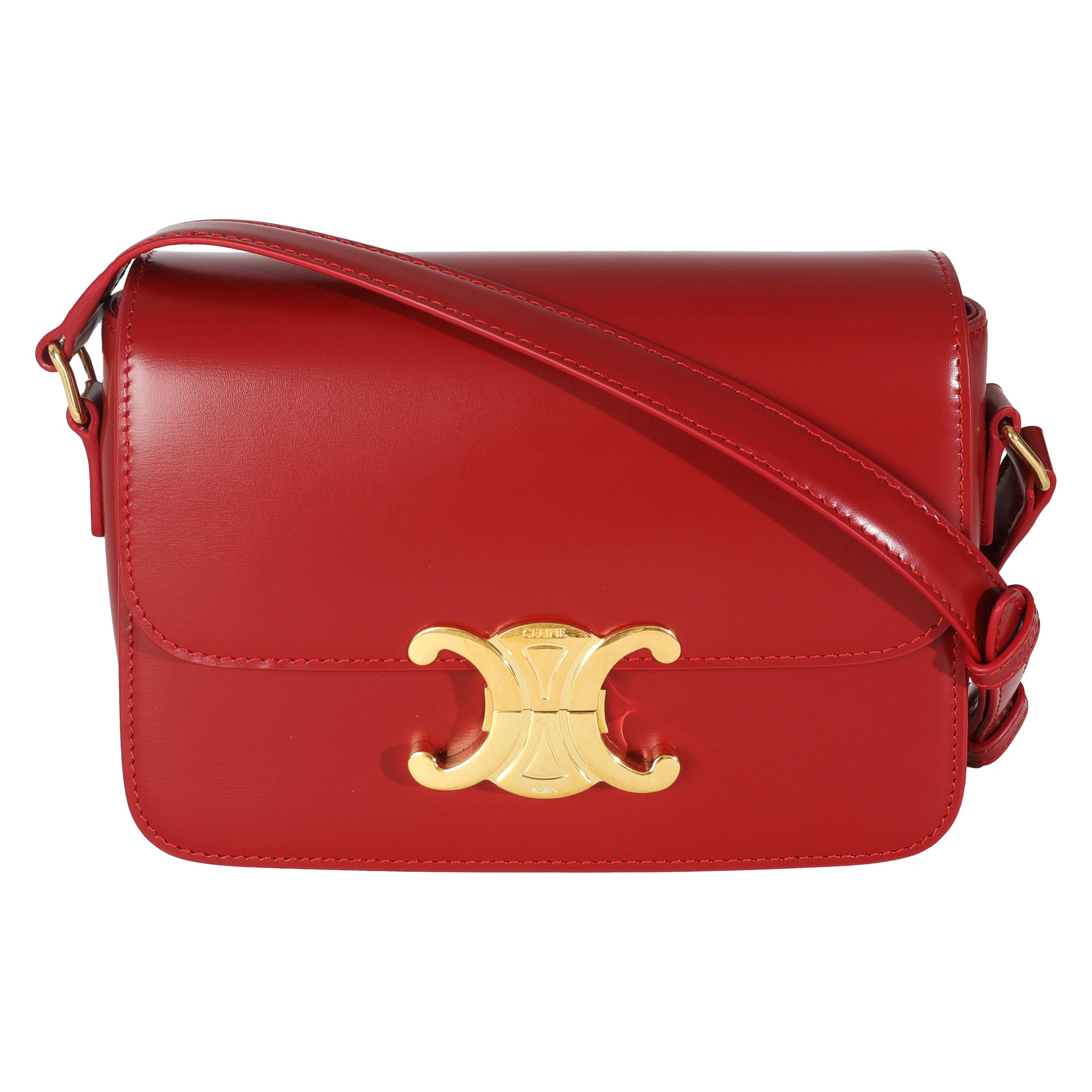 Celine Carmin Shiny Calfskin Teen Triomphe Bag For Sale