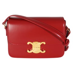 Celine Carmin Shiny Calfskin Teen Triomphe Bag