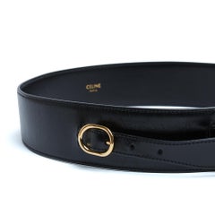 Céline Ceinture Triomphe Noir T80 Slimane Gold Schwarz Ledergürtel 32inch Celine