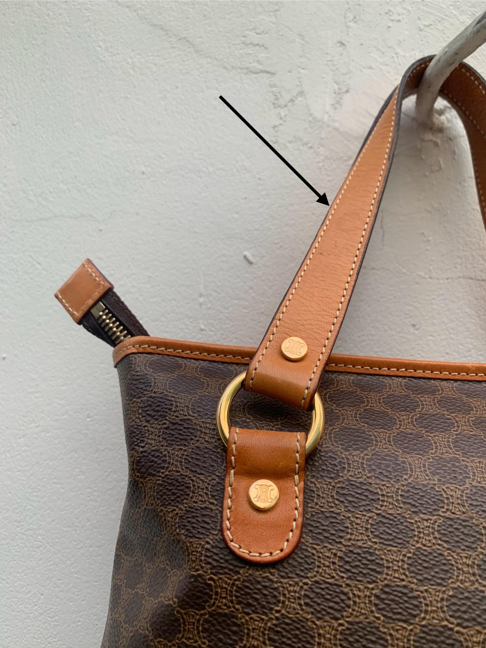 Céline Celine Brown Macadam Shoulder Bag Dark brown For Sale 11