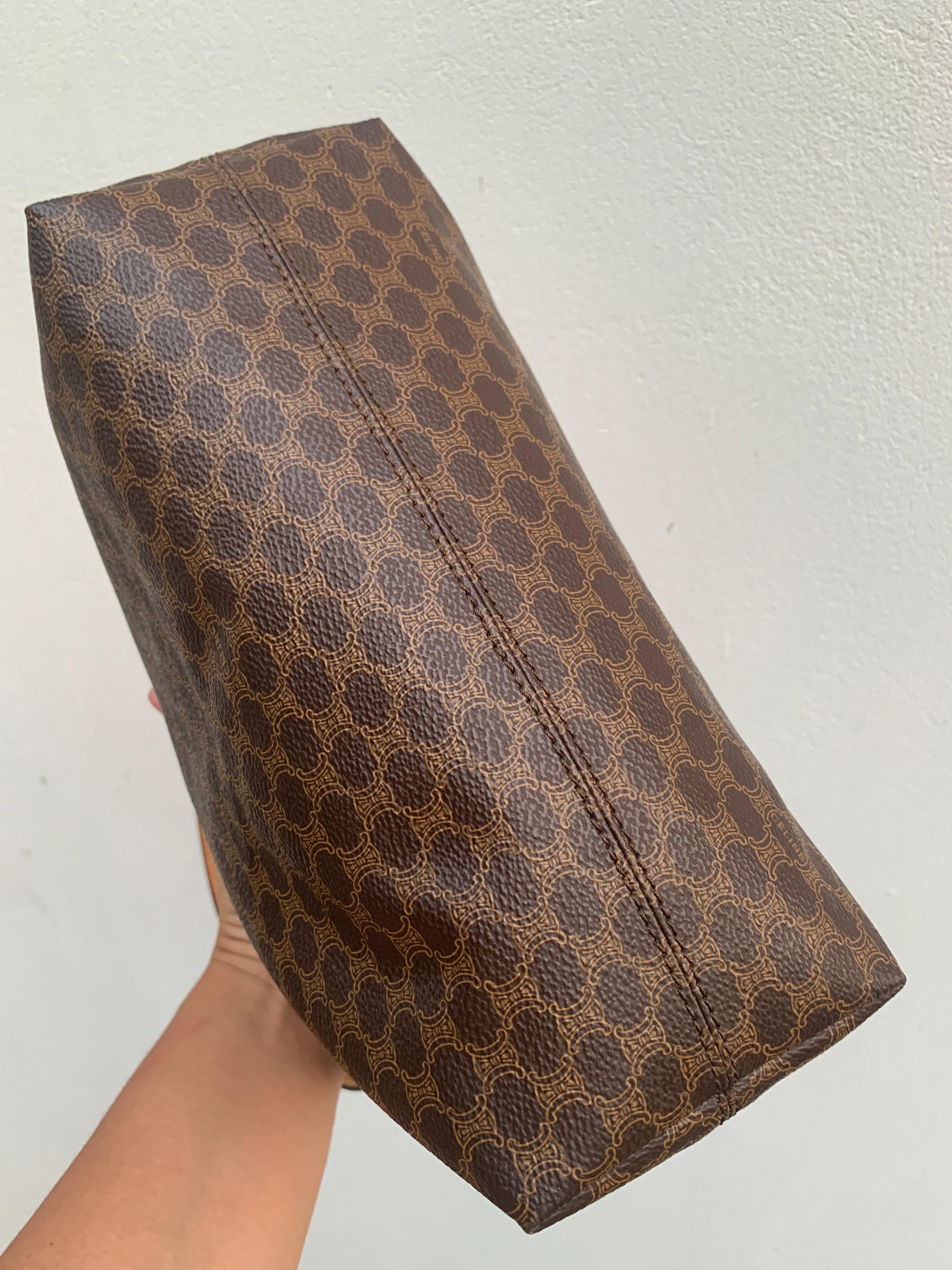 Céline Celine Brown Macadam Shoulder Bag Dark brown For Sale 15