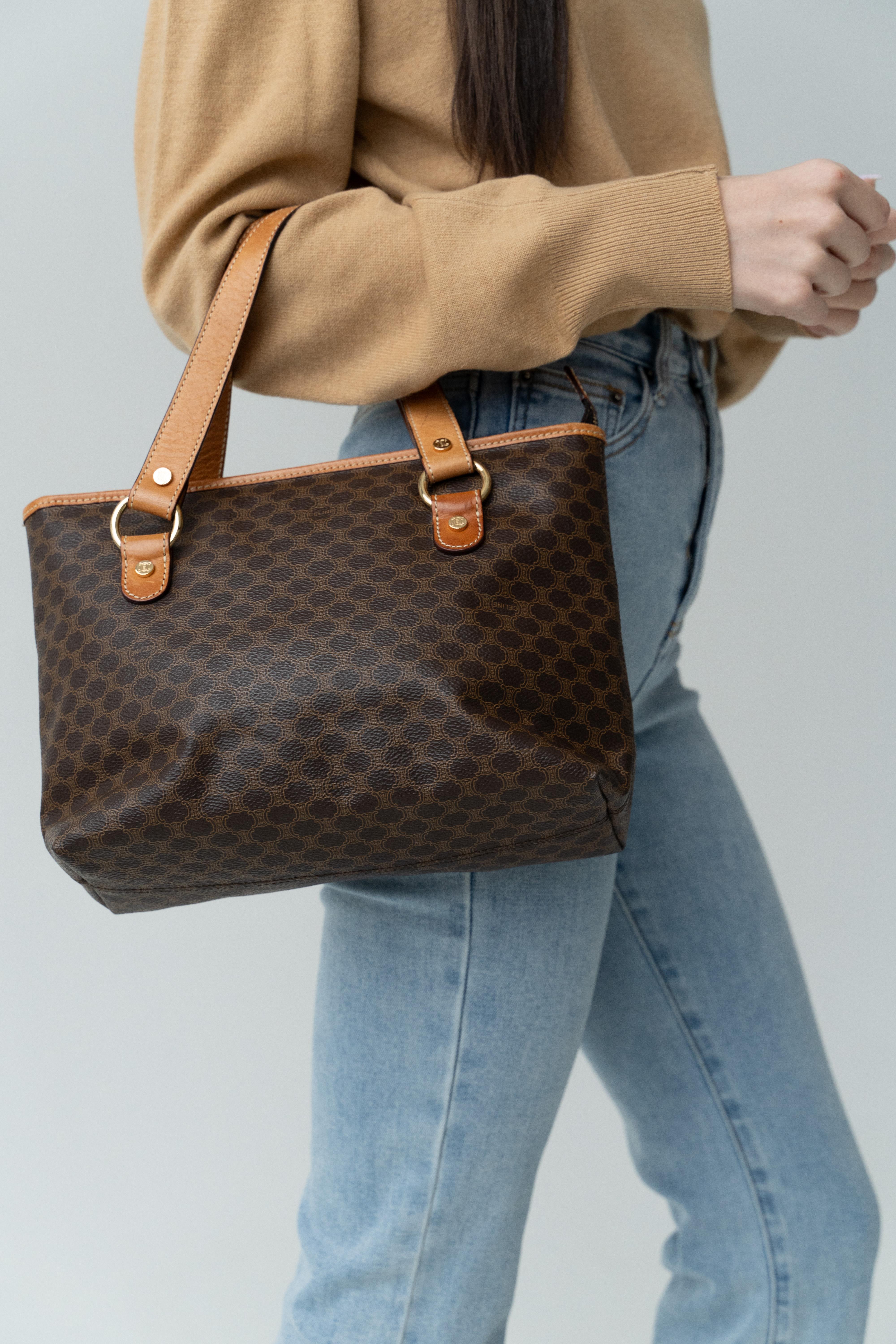 Céline Celine Brown Macadam Shoulder Bag Dark brown In Excellent Condition For Sale In Алматинский Почтамт, KZ