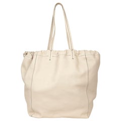 Celine Chalk Smooth Calfskin Large Coulisse Cabas Drawstring Tote Bag rt. $2, 350
