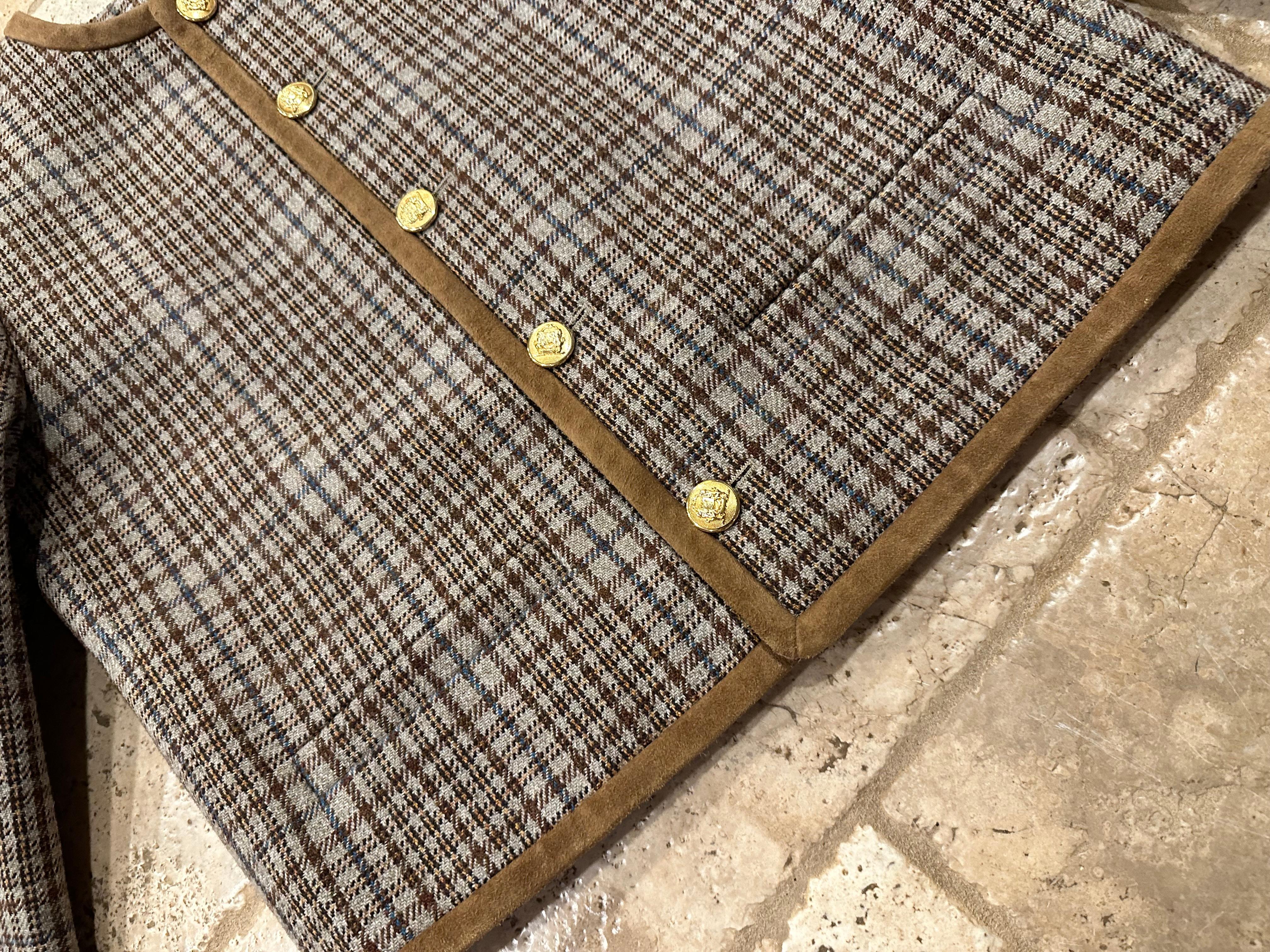 Celine CHASSEUR Kaia Gerber Exclusive Checkered Tweed Jacket 3