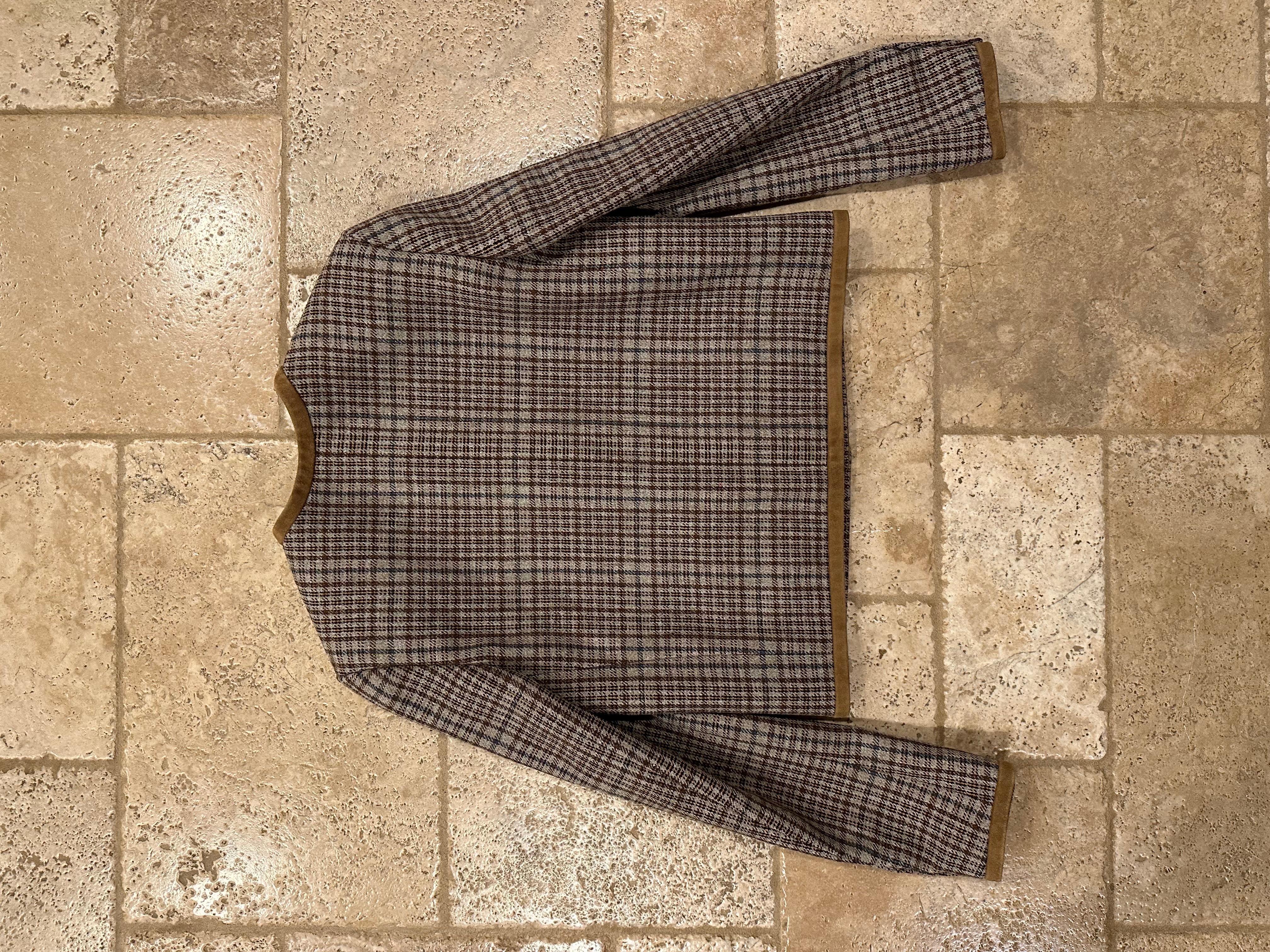 Celine CHASSEUR Kaia Gerber Exclusive Checkered Tweed Jacket 4