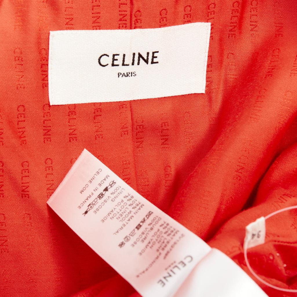 CELINE Chasseur rote Wolle Leinen Tweed Goldknöpfe abgeschnittene Jacke FR34 XS im Angebot 4