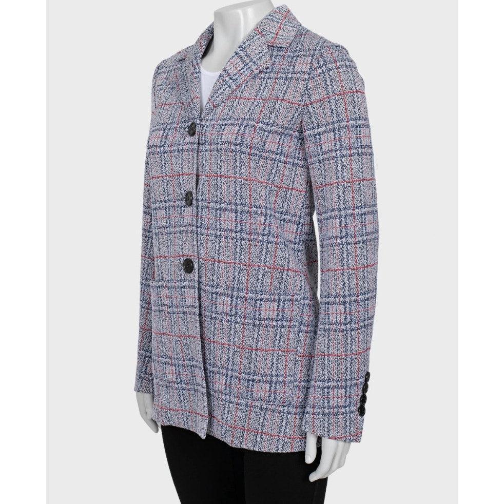 Eleva il tuo guardaroba con questo sofisticato blazer Celine! Questo blazer da donna presenta un intramontabile motivo a quadri grigi e una silhouette sartoriale. 

Realizzato in un pregiato misto cotone-poliestere e completamente foderato in