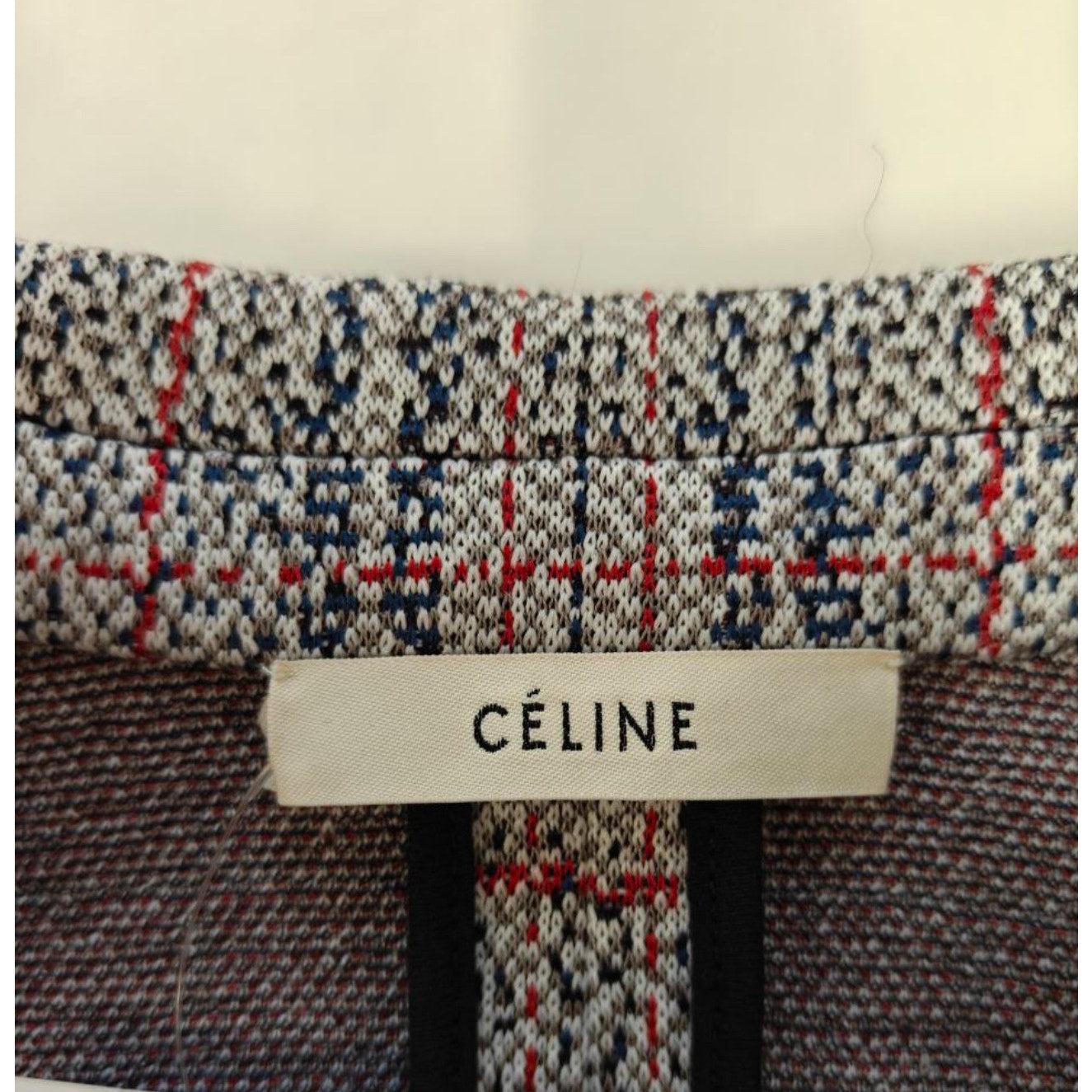 Blazer a quadri in misto cotone Celine taglia 36 in vendita 2