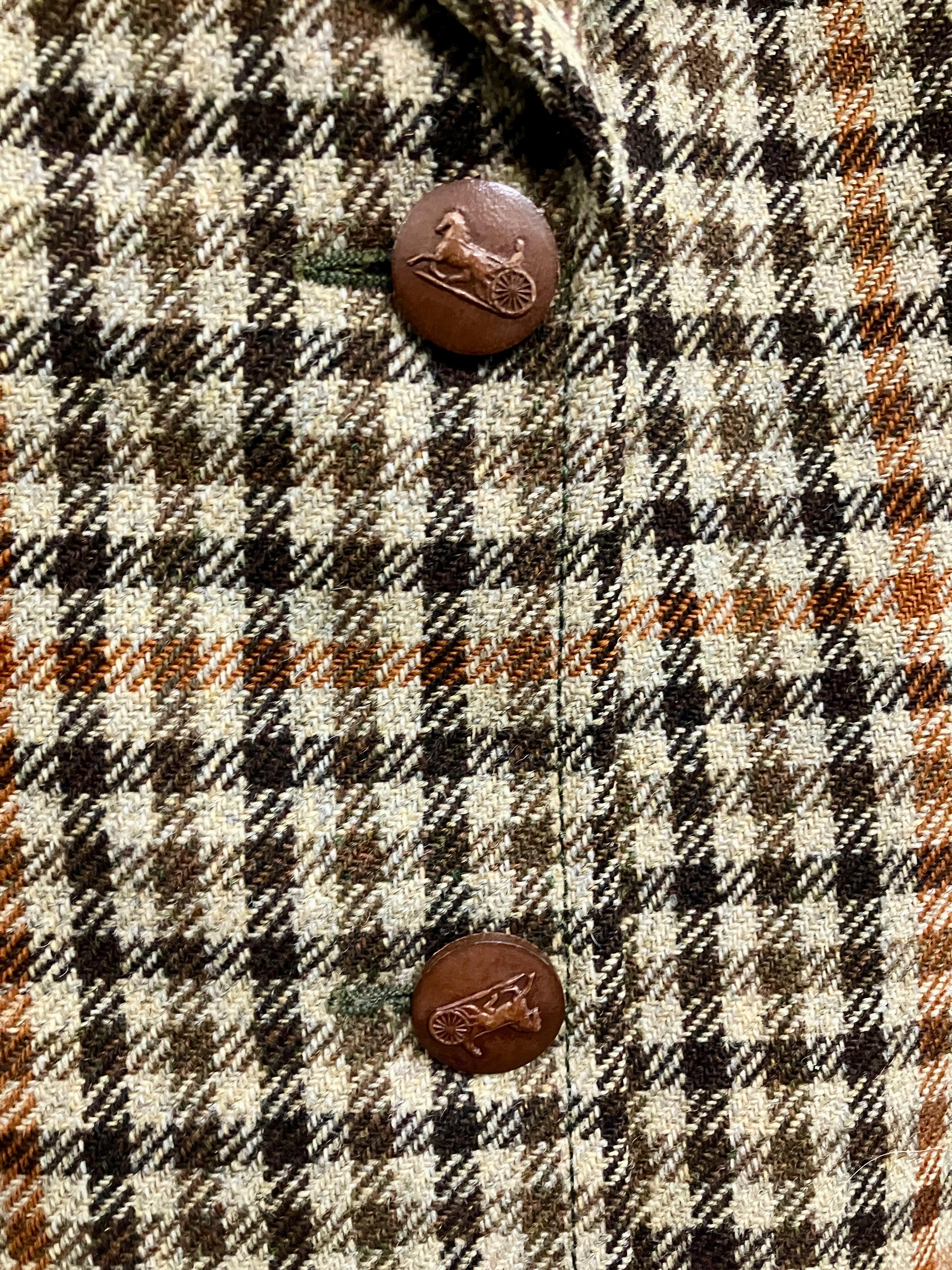 Celine Karierter Wollblazer (Braun) im Angebot