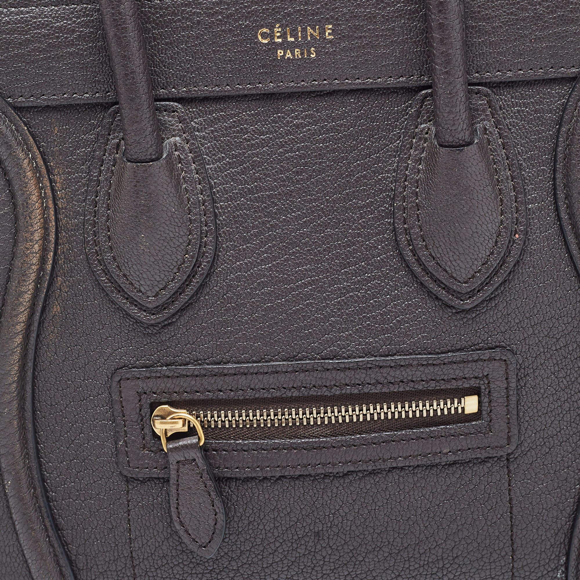 Céline Choco Brown Leather Nano Luggage Tote 7