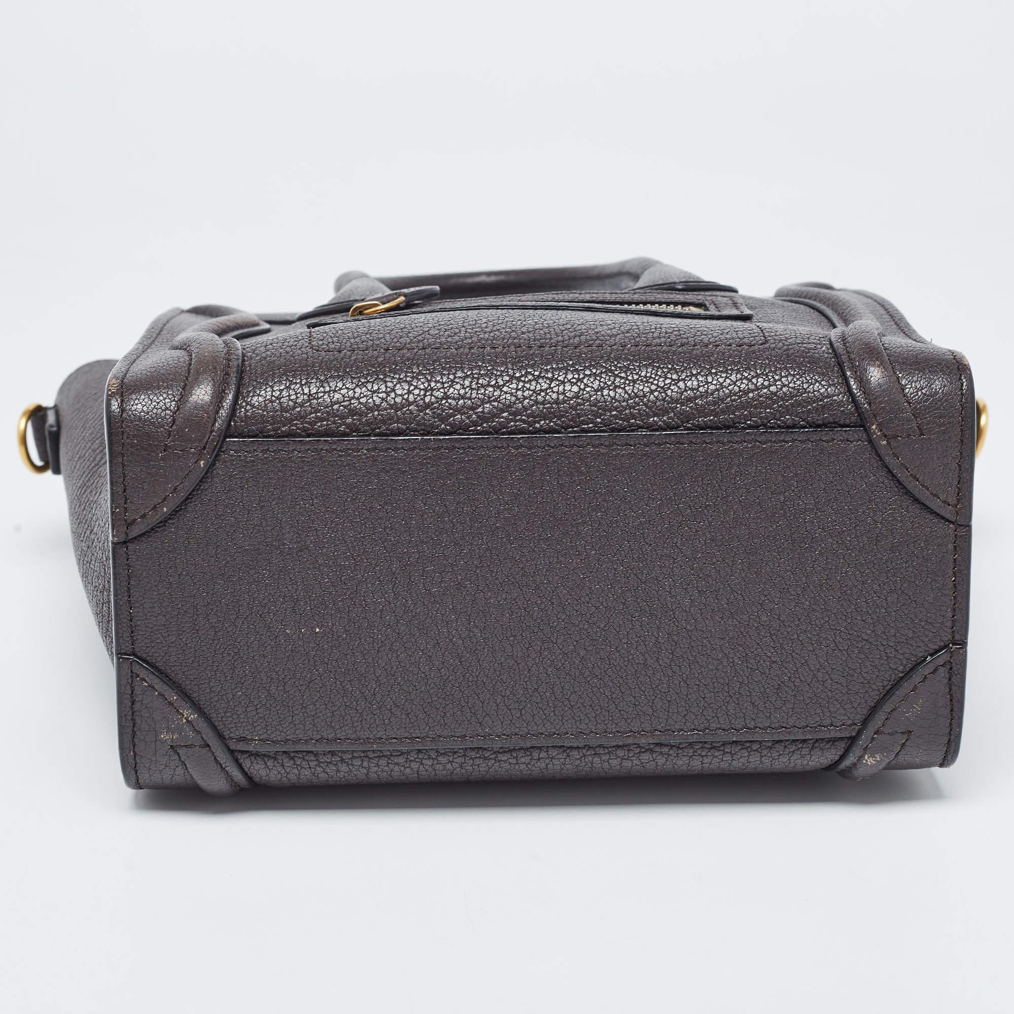 Céline Choco Brown Leather Nano Luggage Tote 1