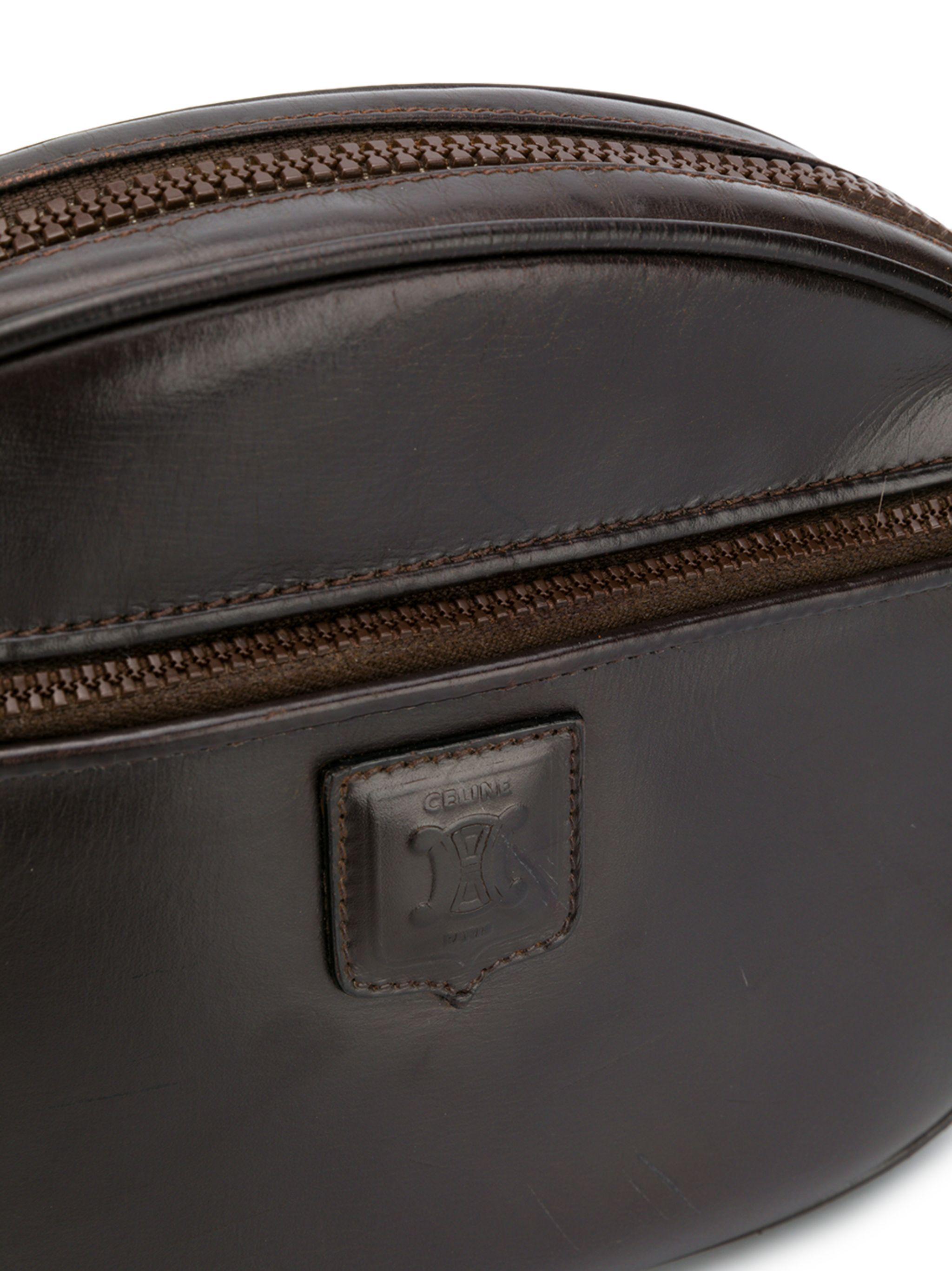 Women's Celine Chocolate Leather Triomphe Shoulder Bag