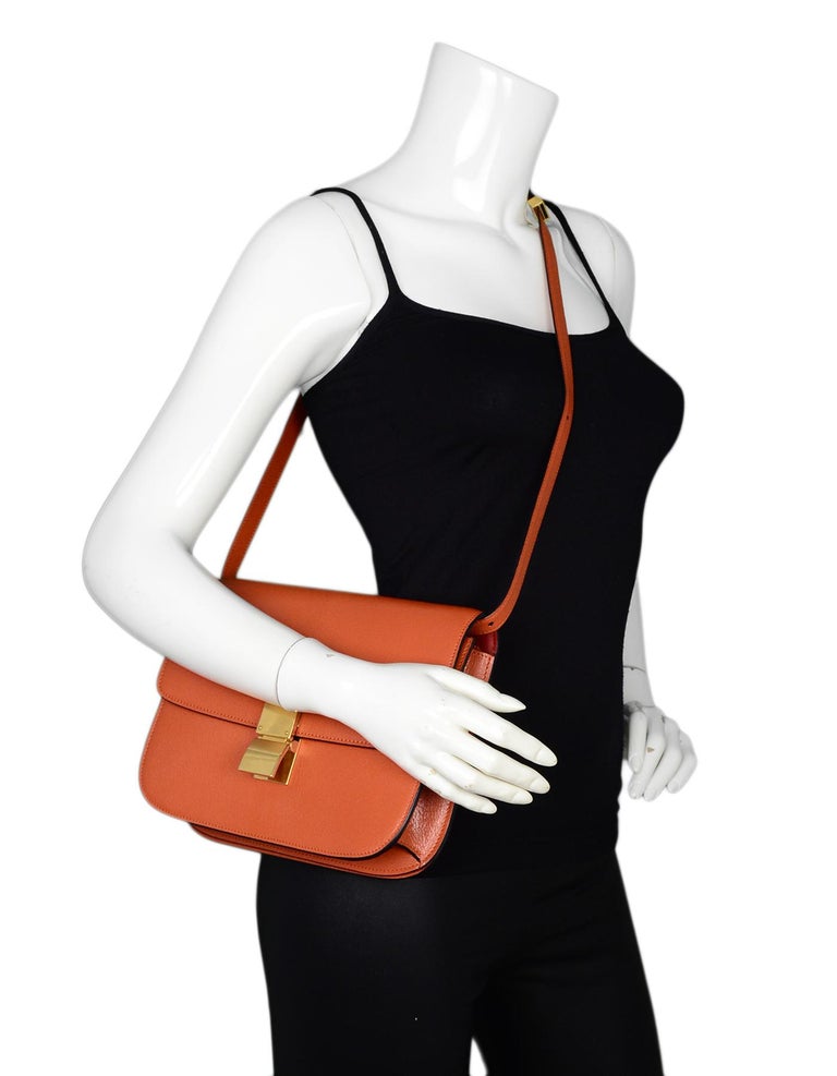 Celine Cinnamon Leather Medium Box Bag W/ Strap rt. $4,350 For Sale at ...
