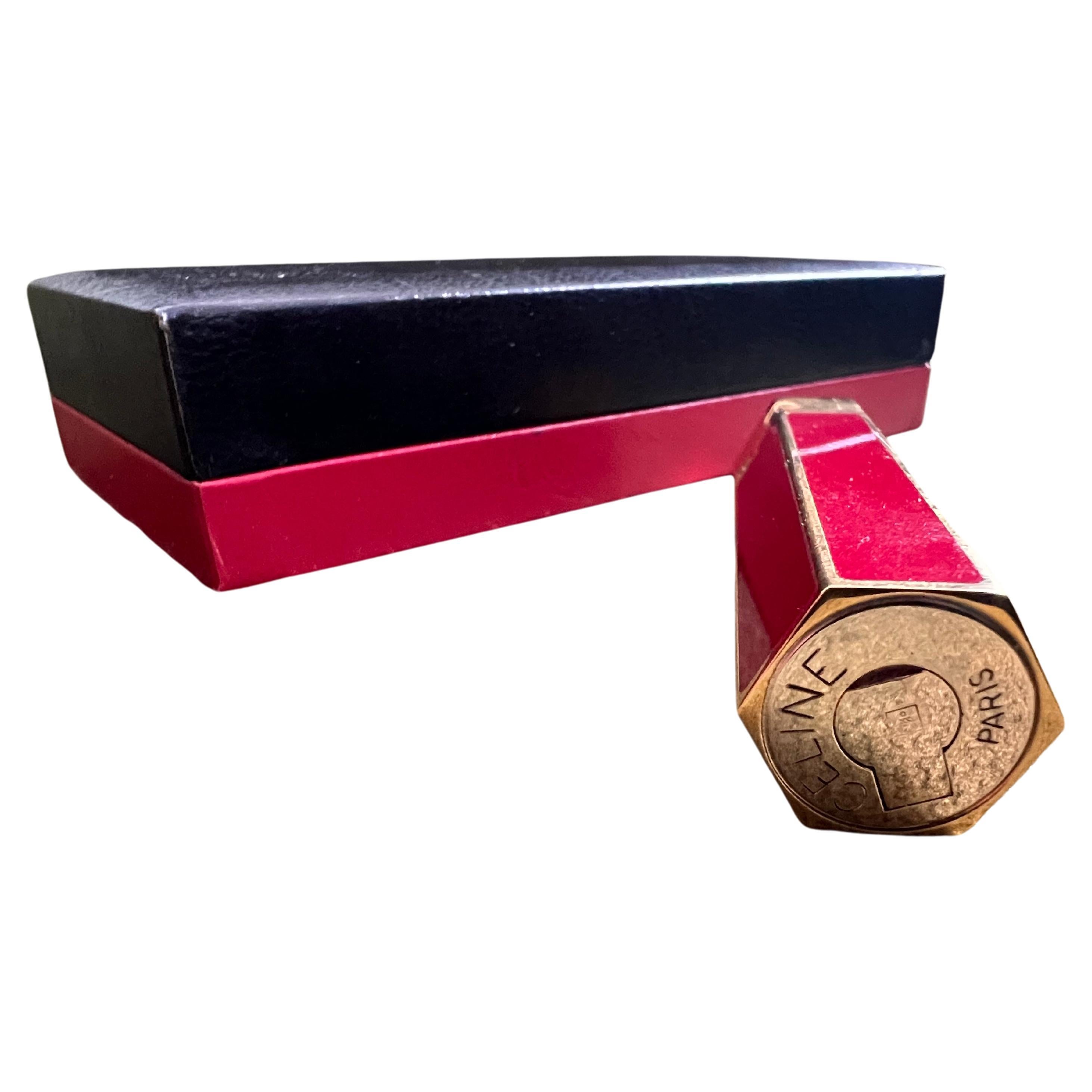 Art Deco Celine, Circa 1980s Valentine Special, Hot Red Lacquer & Gold Vintage Lighter