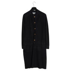 Vintage Céline circa 1990 Robe daim noir FR40 Black Suede Maxi Dress UK12 US8 Celine