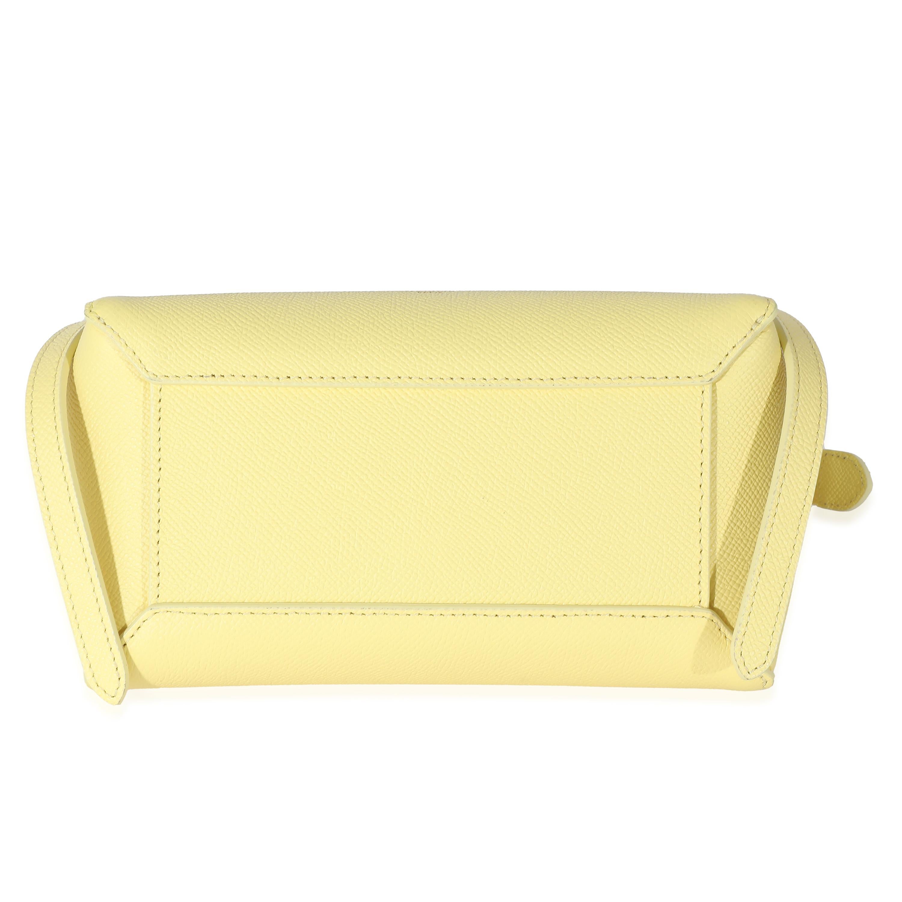 Yellow Celine Citron Grained Calfskin Nano Belt Bag For Sale