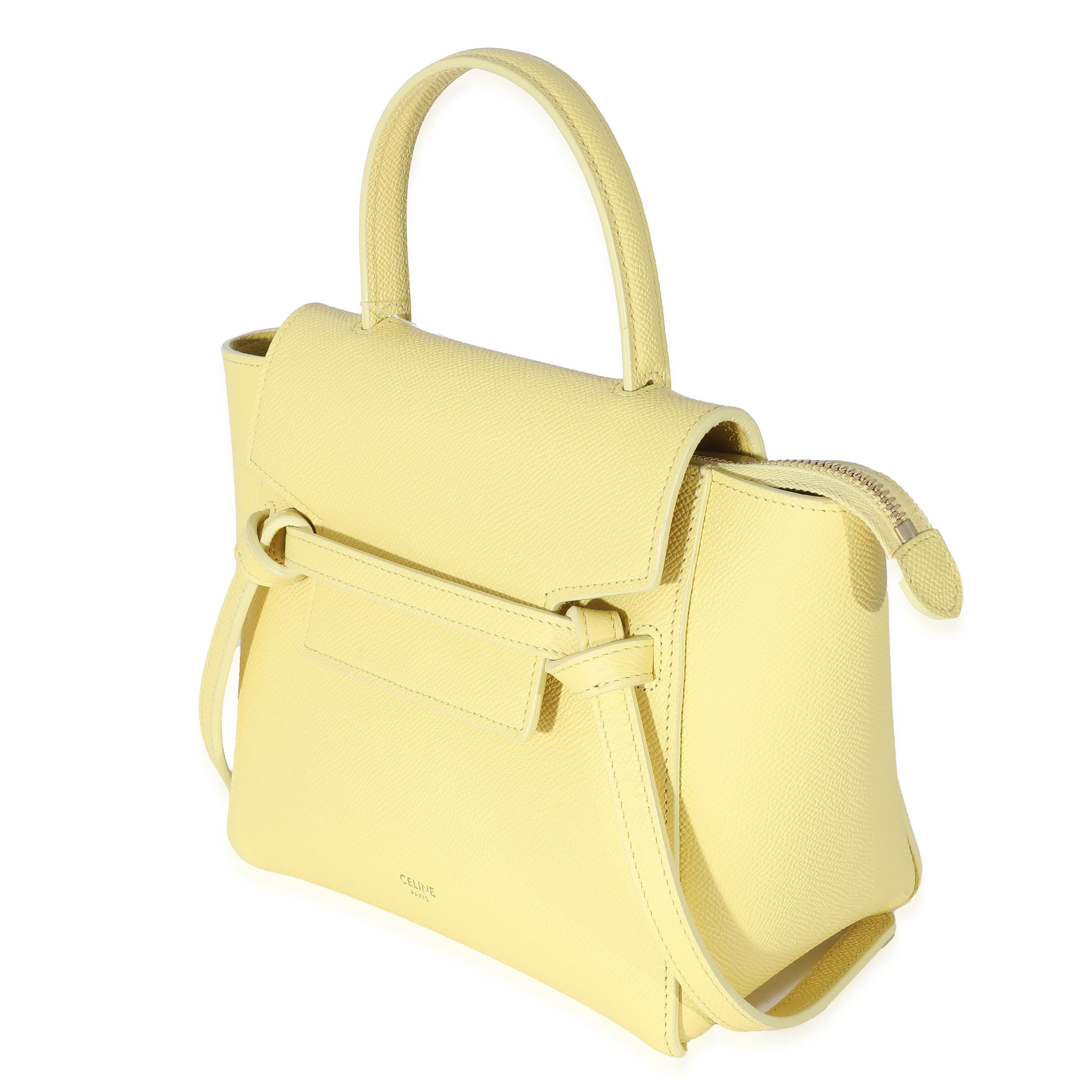 Celine Citron Grained Calfskin Nano Belt Bag In Excellent Condition For Sale In New York, NY