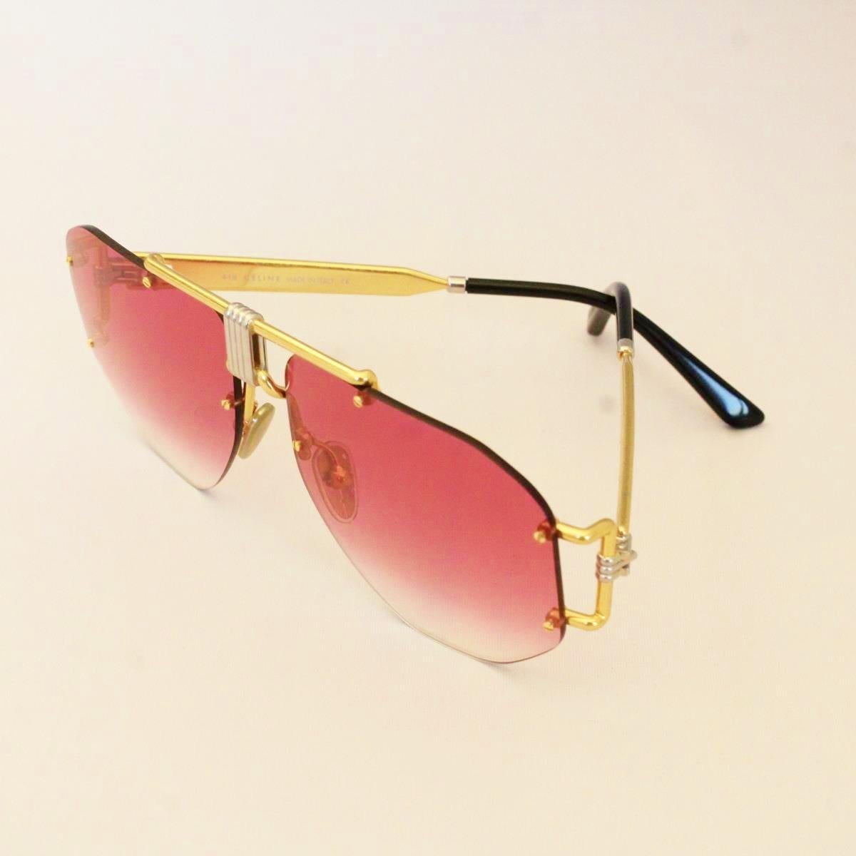 New Summer 2019 Collection
Brand new from boutique, with case
Sunglasses
Red shades lenses
Golden frames
Length cm 14 (5.5 inches)
Available on pink coor too, on request 
Made in Italy
Worldwide express shipping included in the price !