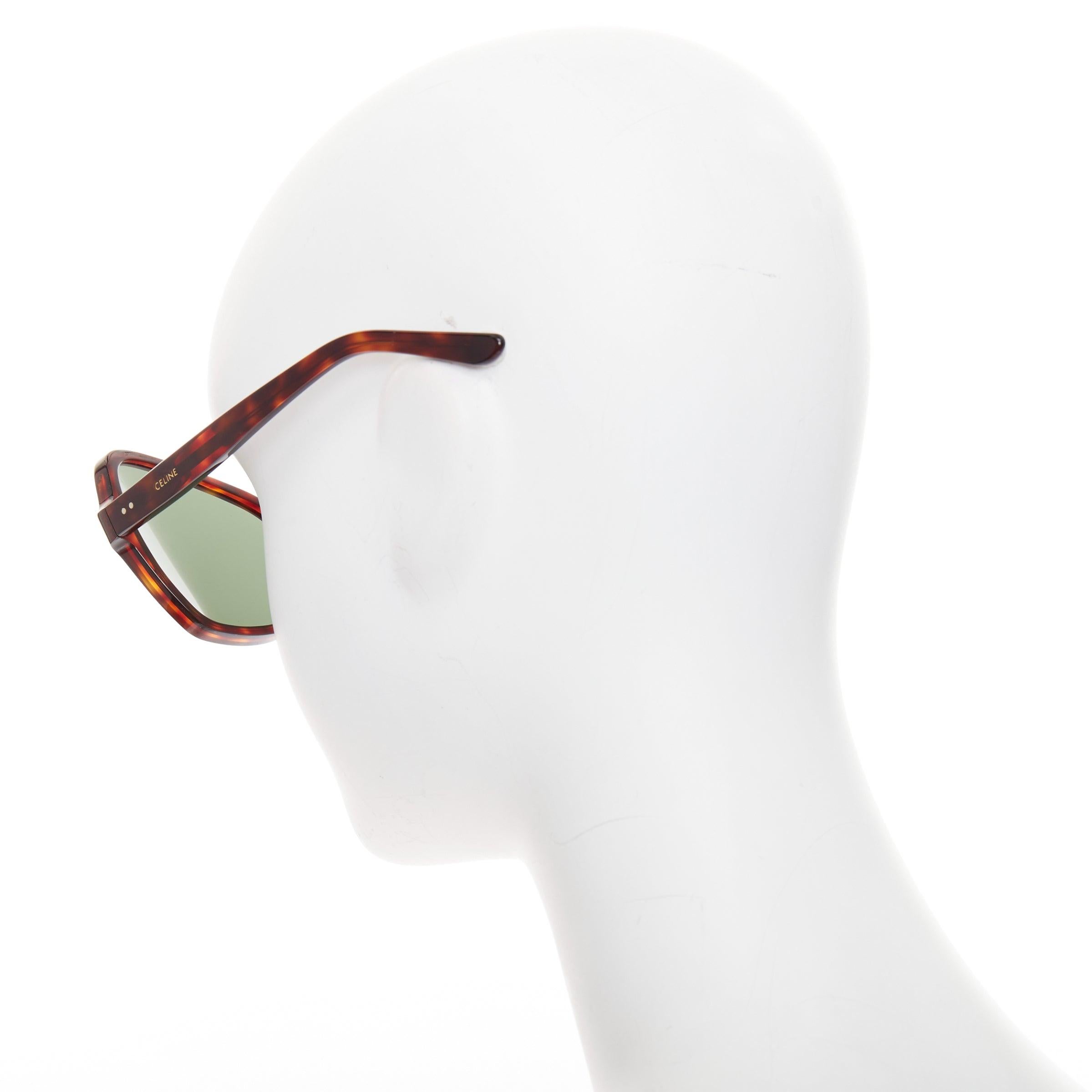 CELINE CL400641 brown tortoise oversized butterfly square sunglasses In Excellent Condition For Sale In Hong Kong, NT
