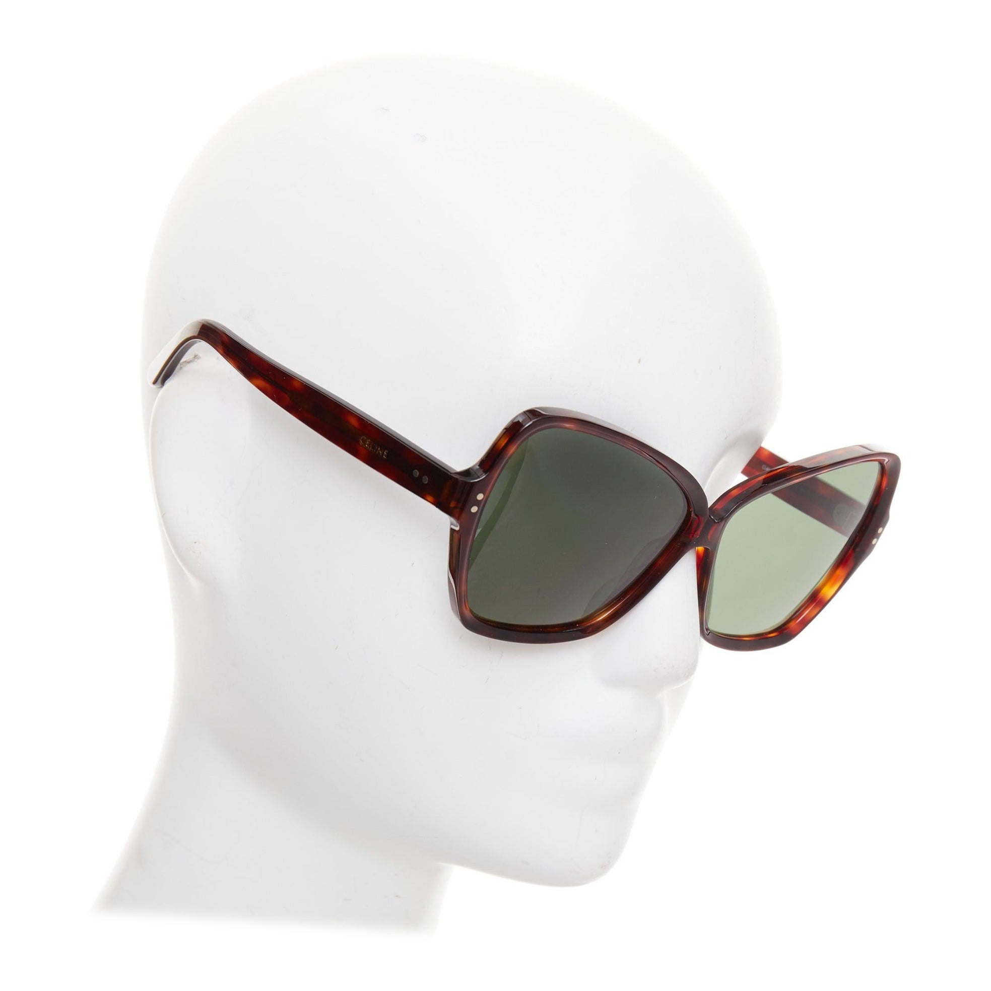 CELINE CL400641 brown tortoise oversized butterfly square sunglasses For Sale
