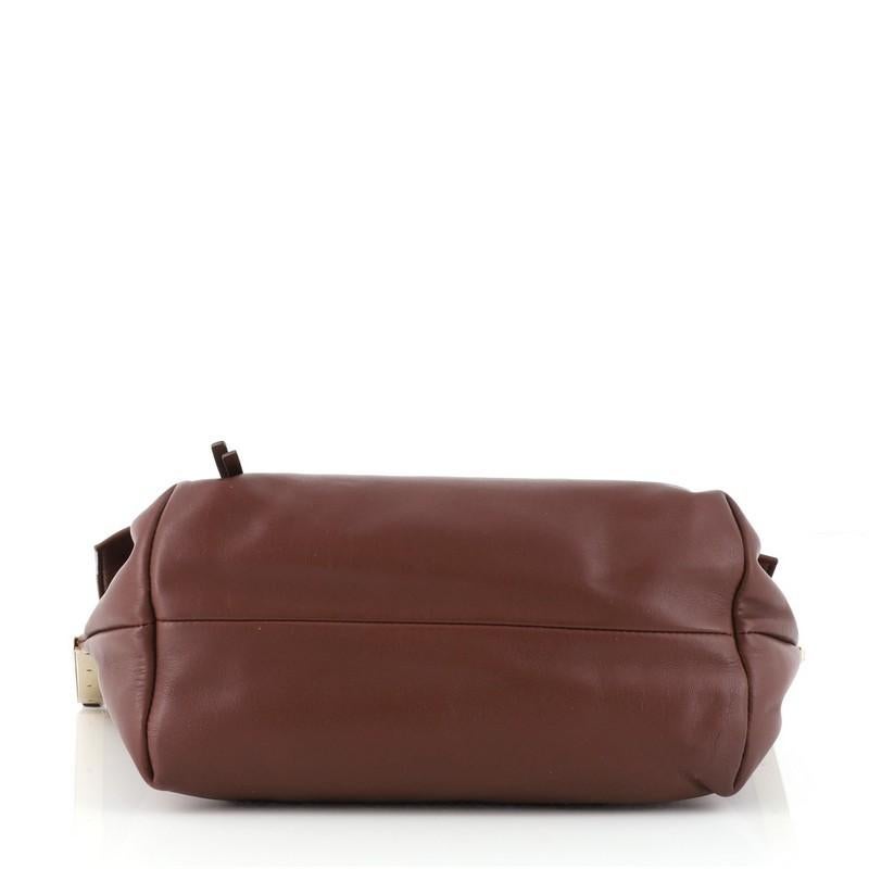 Brown Celine Clasp Flap Bag Leather