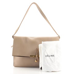 Celine Clasp Fold Over Shoulder Bag Leather Medium