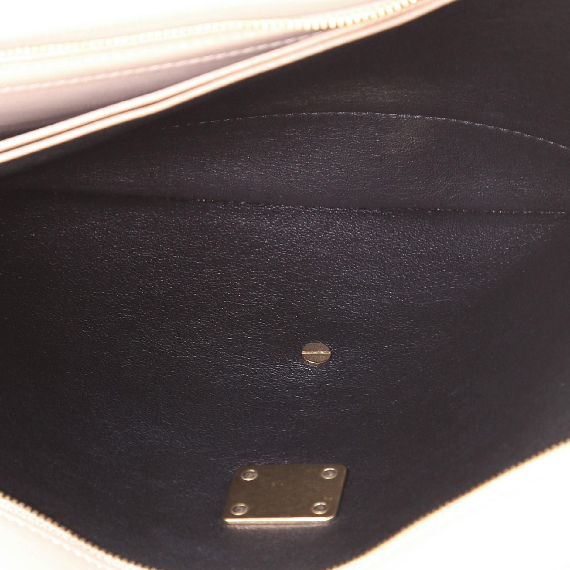 Beige Celine Clasp Fold Over Shoulder Bag Leather Medium