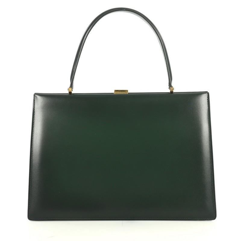 Black Celine Clasp Top Handle Bag Leather Medium