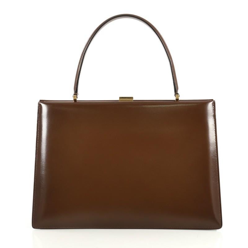 Celine Clasp Top Handle Bag Leather Medium at 1stDibs
