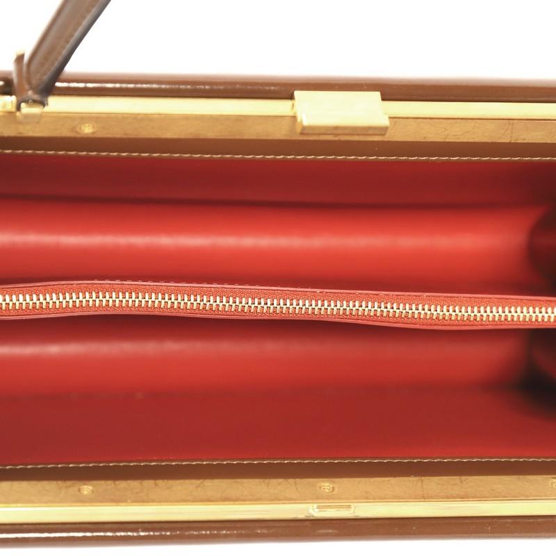 Brown Celine Clasp Top Handle Bag Leather Medium