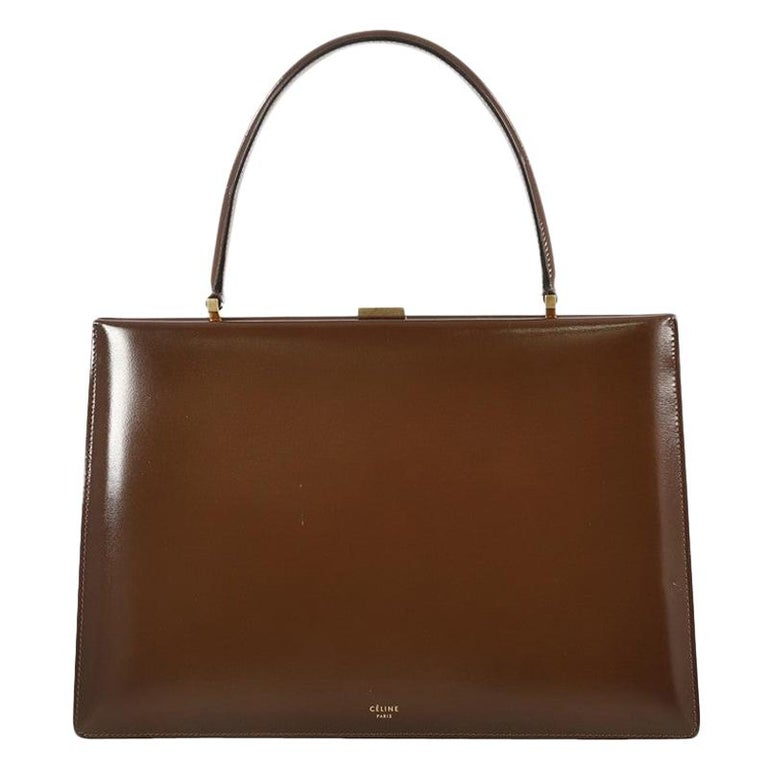 Celine Clasp Top Handle Bag Leather Medium at 1stDibs